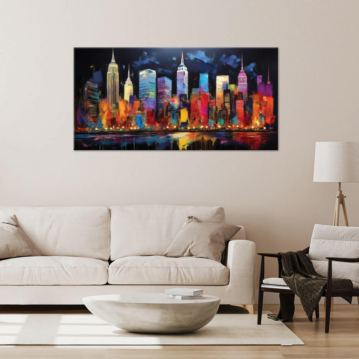 LEINWANDBILD New York City Bunte Architektur 120x60cm - Multicolor, Textil (120/60cm) - Feeby