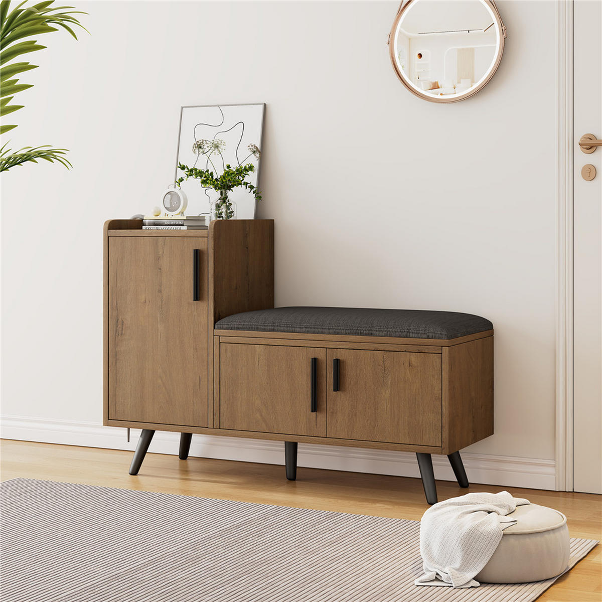 SCHUHSCHRANK Sitzbank 100x34x69 cm Stauraum Braun - Braun, Holz (100/69/34cm) - Kaket