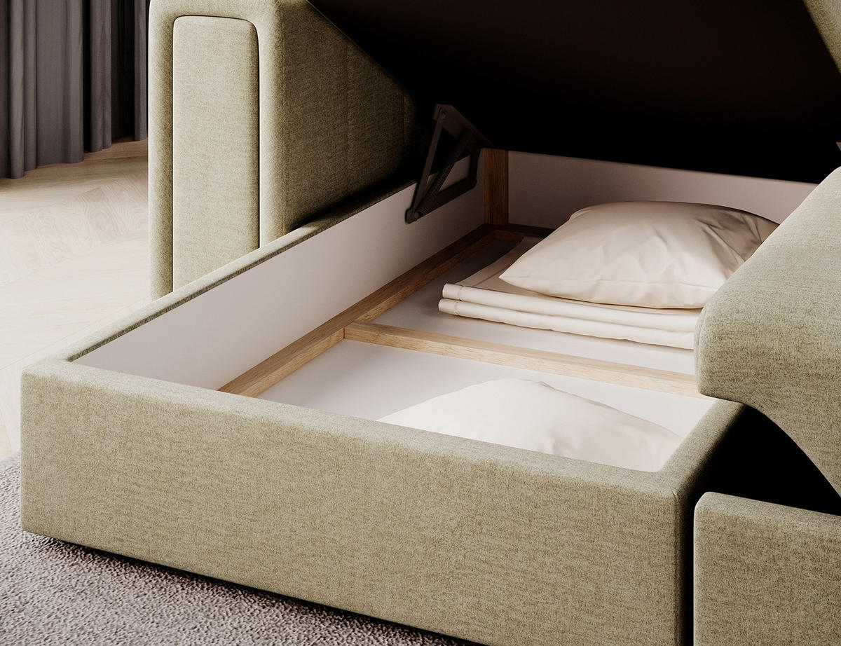 ECKSOFA BLENDI - Dunkelbeige (Monolith 04) - Beige, Holzwerkstoff (260/150cm) - Möblo