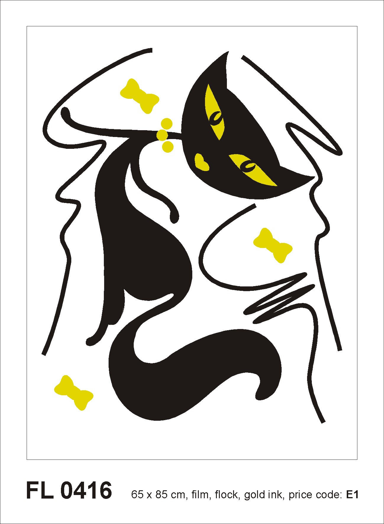 WANDTATTOO Katze 85 x 65 cm - Schwarz, Papier (85/65/65cm) - Sanders & Sanders