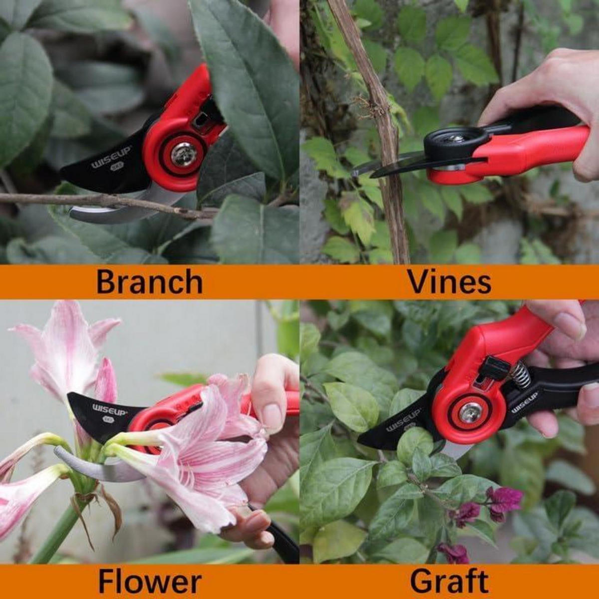 GARTENSCHERE SK5 Stahlklingen ergonomischer Griff - Rot, Metall (8/2/20cm)