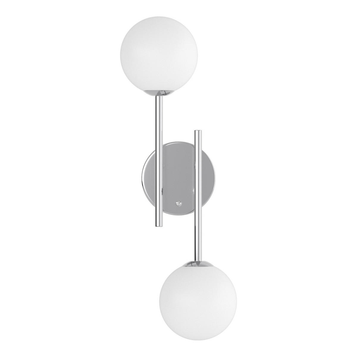 AKKU-WANDLEUCHTE - Dimmbar - 2-flammig - Chromfarben/Weiß, Glas/Metall (18/50/22cm) - home24