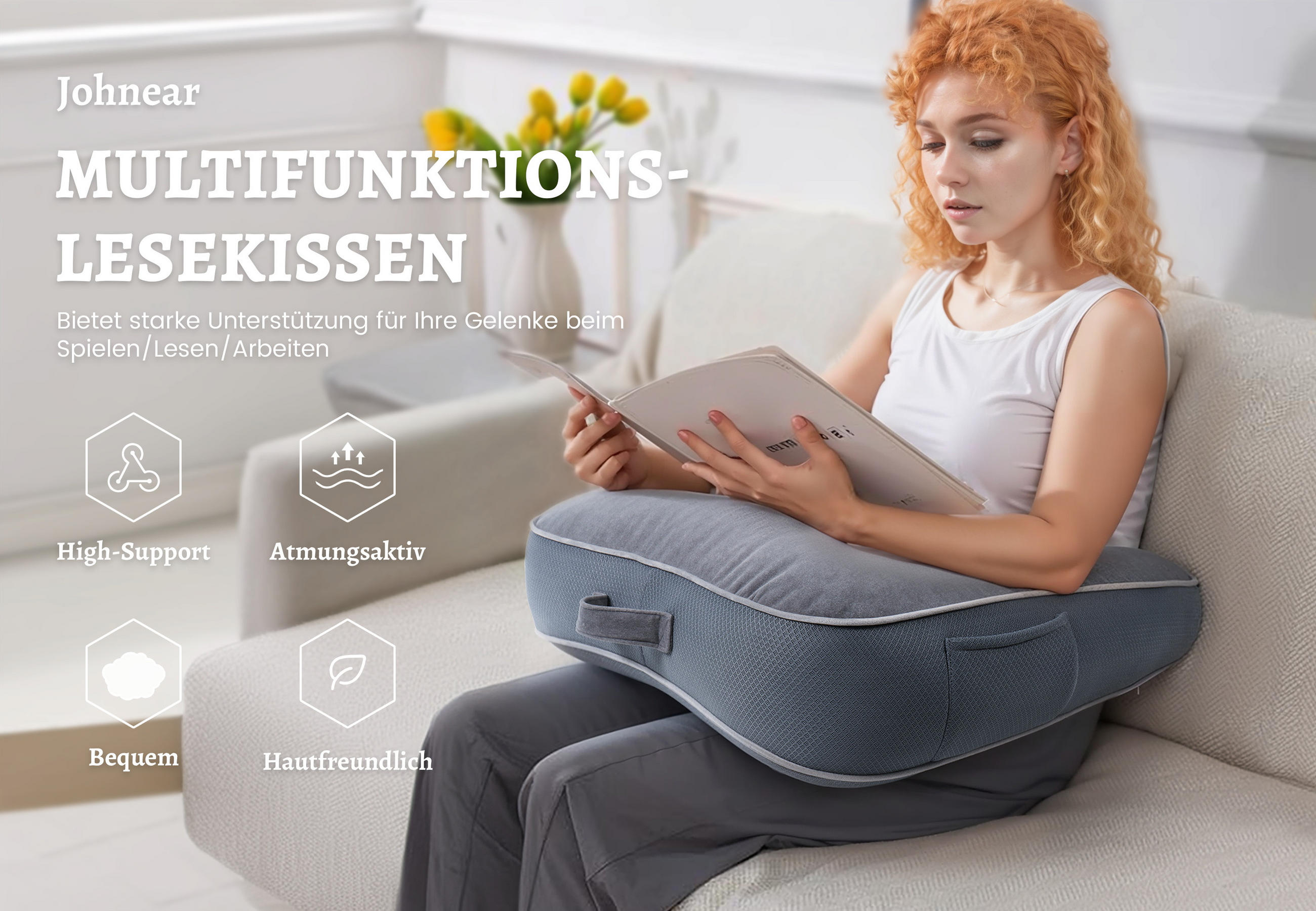 ARMSTÜTZKISSEN Dunkelgrau - Dunkelgrau, Textil (60/65cm) - Vercart