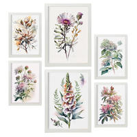 POSTER Set Mit 6 Waldblumen Vollfarbige Natur Und Botanikdrucke Mit Blumenmotiven Auf Reinweißen Hintergründen Innenarchitektur A3 & A4 Weißer Rahmen - Weiß, Papier (29/3cm) - Nacnic