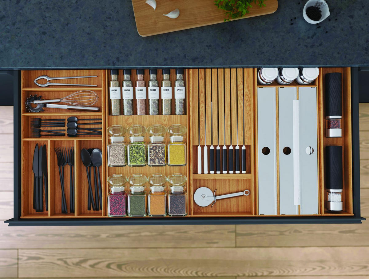 SCHUBLADENEINSATZ Holz, Zusatzfach Schublade 10x47,2x5cm, Eiche - Eichefarben, Holz (10/5/47.2cm)