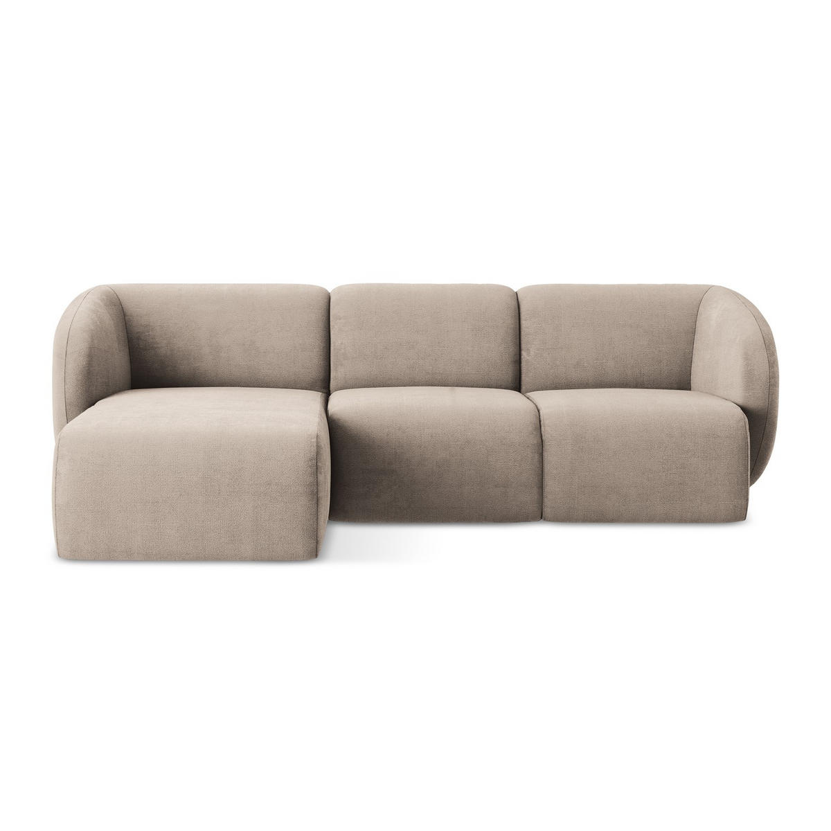 ECKSOFA Links Chenille Stoff Beige - Schwarz/Cappuccino, Holzwerkstoff/Kunststoff (248/166cm) - LaMiaSofa