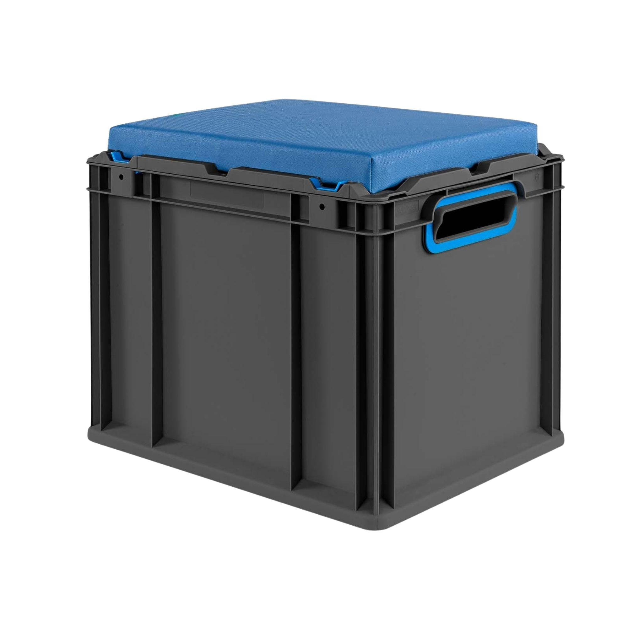 EUROBOX NextGen Seat Box Blau, HxBxT 36,5x30x40cm, 30 Liter, Griffe offen, Schwarz - Schwarz, Kunststoff (30/36.5/40cm) - PROREGAL