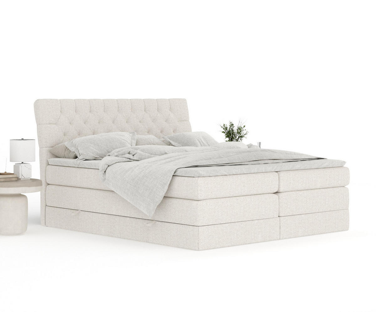 BOXSPRINGBETT Seraphine Beige 200/200 cm - Beige/Schwarz, Holz/Holzwerkstoff (200/200cm) - Maison de Reve
