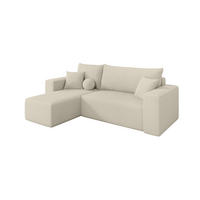ROHOVÁ SEDAČKA s funkcí spaní, otoman vlevo SENO-L 249x139x85 béžová bouclé - černá/písková barva, kompozitní dřevo/textil (249/139cm) - ALTDECOR