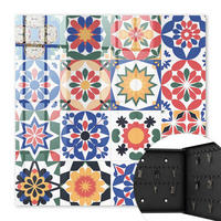 SCHLÜSSELBOX Schwarz 30x30 cm- Türöffnung nach rechts - Blumenmosaik - Blau, Metall (30/30/5cm) - TULUP