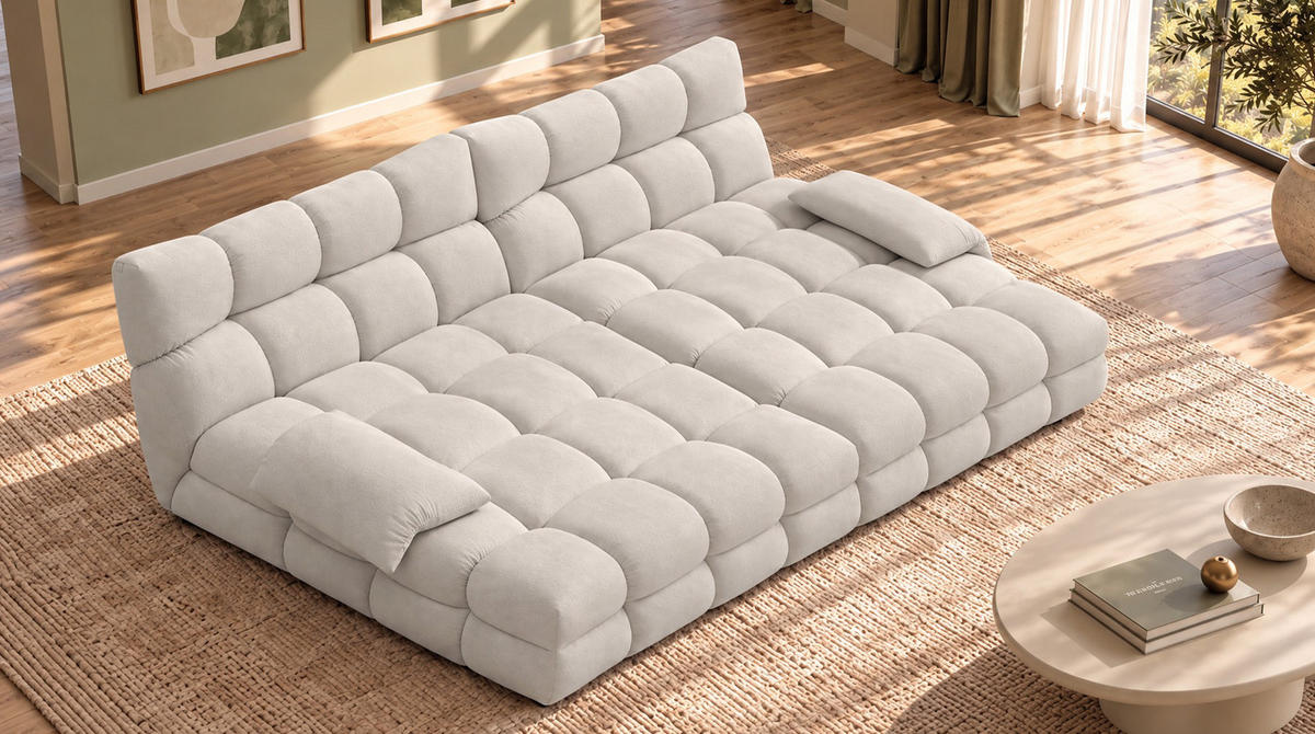 BIG SOFA AMIA Hellgrau Velvet - Hellgrau/Schwarz, Kunststoff/Textil (290/86/178cm) - KAWOLA