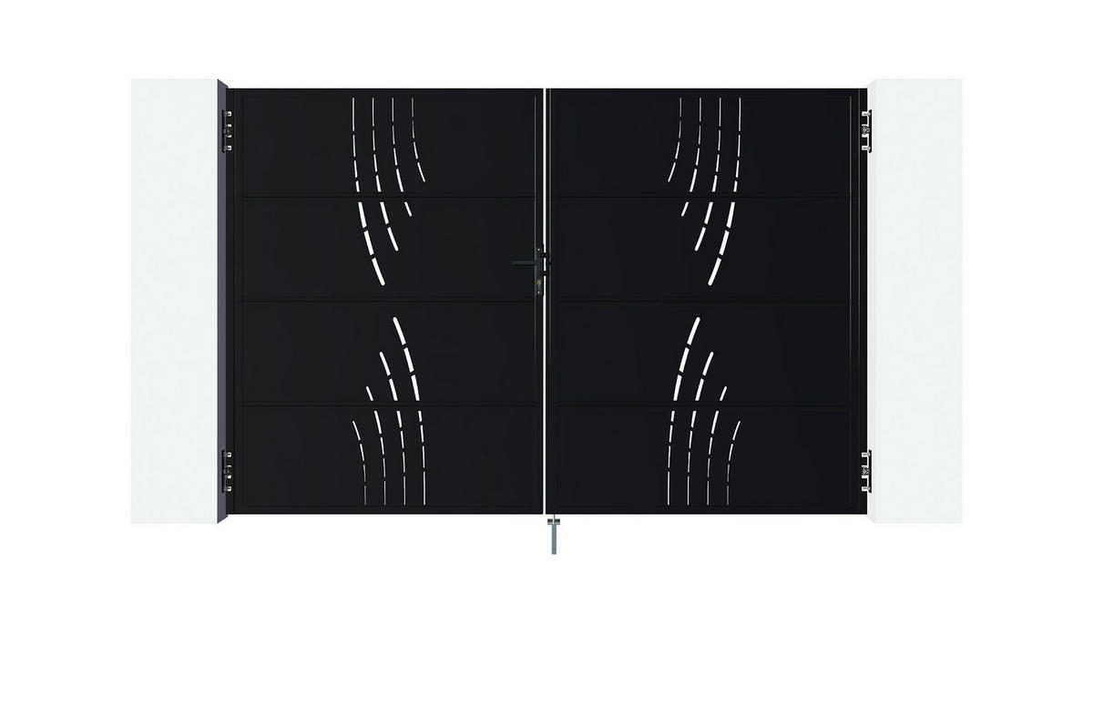 STAHLFLÜGELTOR Nali Veleta Mattschwarz 3m H.200cm - Schwarz, Metall (293/200cm) - Casanoov