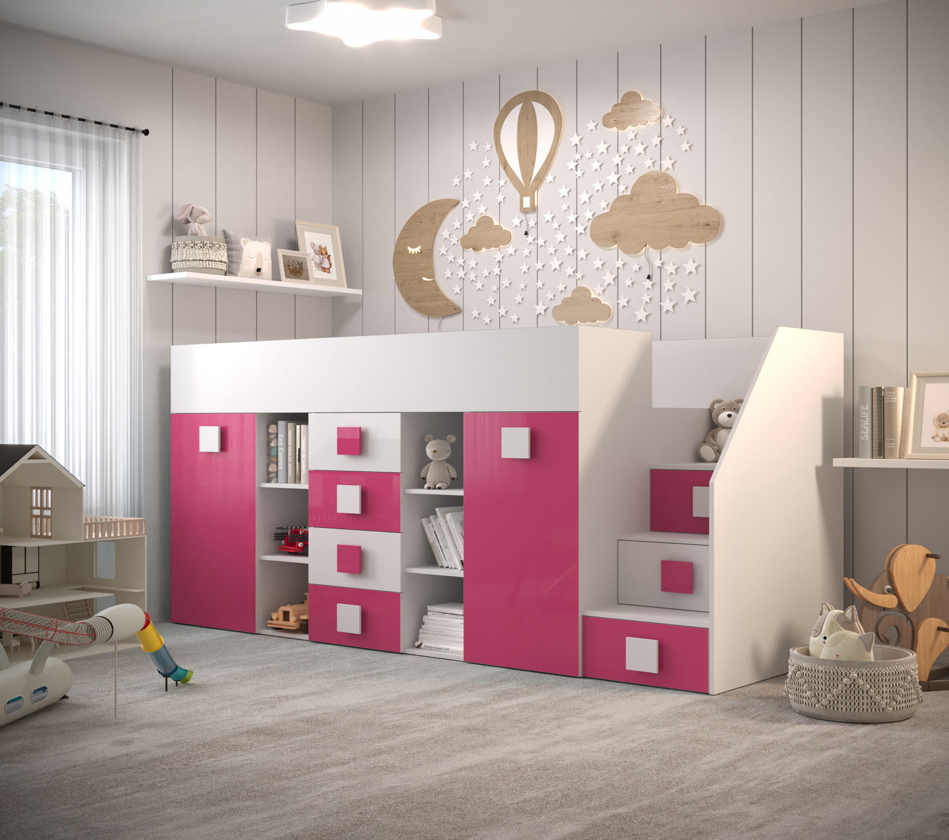 HOCHBETT 248,5/93/123 - Pink/Weiß, Holz (90/200cm) - MÖBEL KRYSPOL