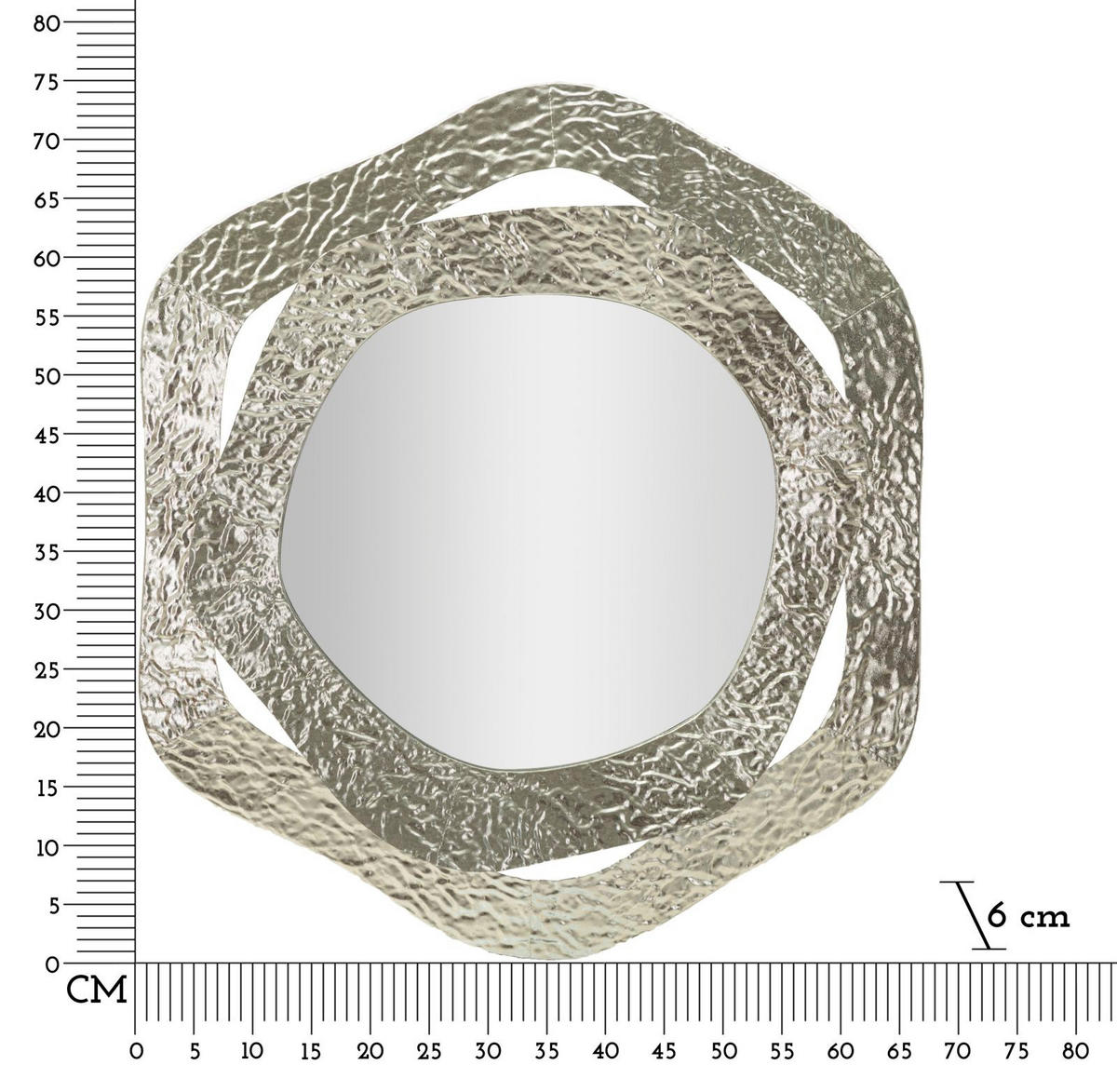 WANDSPIEGEL Aury, silberfarben, Metall und Spiegelglas, 66 x 6 x 75 cm - Silberfarben, Glas/Metall (66/75/6cm) - Mauro Ferretti