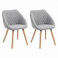 ESSSTUHL-SET mit Armlehnen 2er-Set ca. 60 x 56 x 79 cm Grau/Naturholz - Grau, Metall (56/79/60cm) - Meubliv