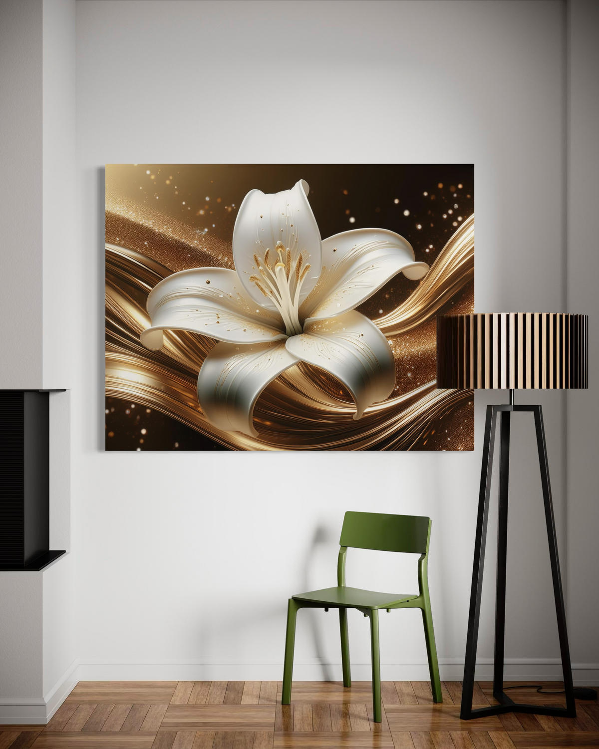 WANDBILD lilie blume gold - Goldfarben, Textil (60/40cm) - Feeby