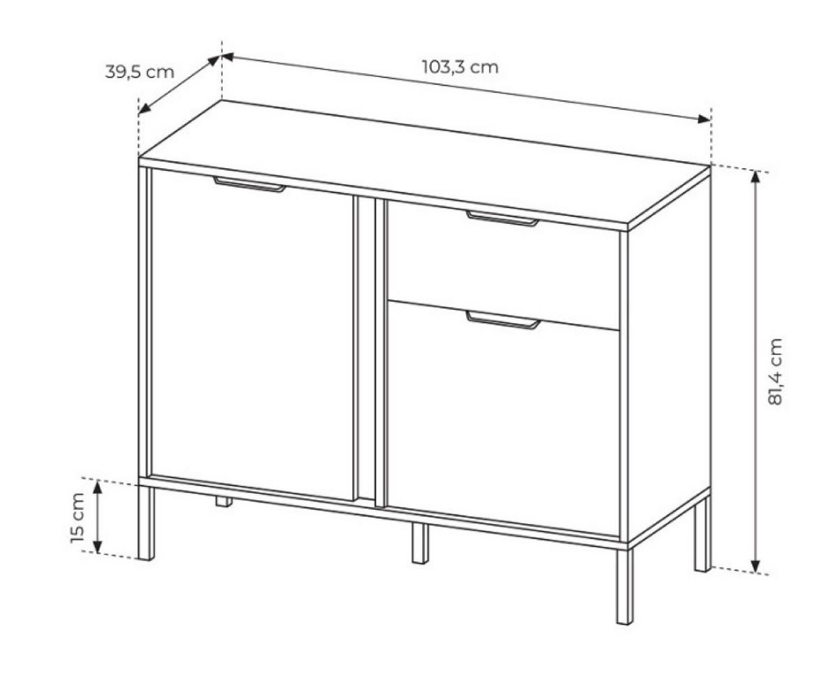 SIDEBOARD Anthrazit LARYSA D - Graphitfarben, Holzwerkstoff (103.3/81.4/39.5cm) - Sepro Meble
