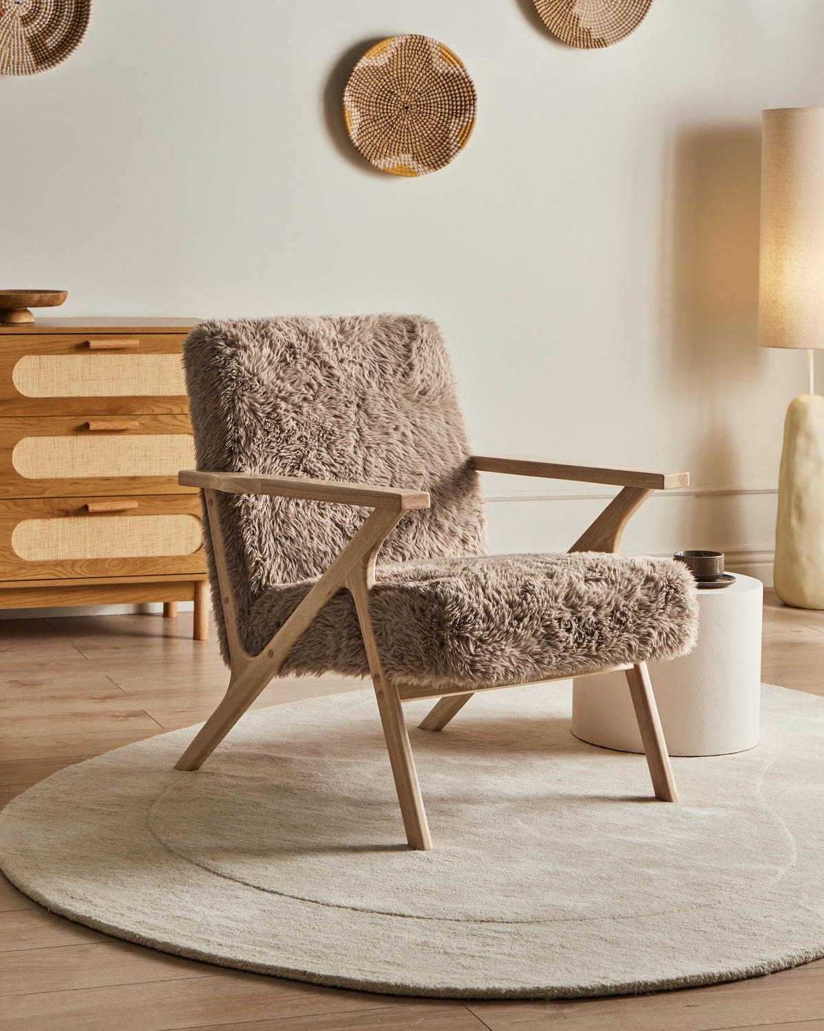 SESSEL Taupe Kisa - Taupe/Braun, Kunststoff (74/84/80cm) - Beliani