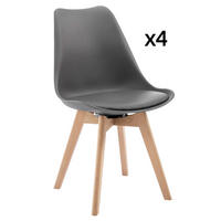 STUHL-SET DE-36197 4 Stück drehbar mit Kunstlederbezug Schwarz - Grau, Holz (40.5/83/40.5cm) - ComfortXL