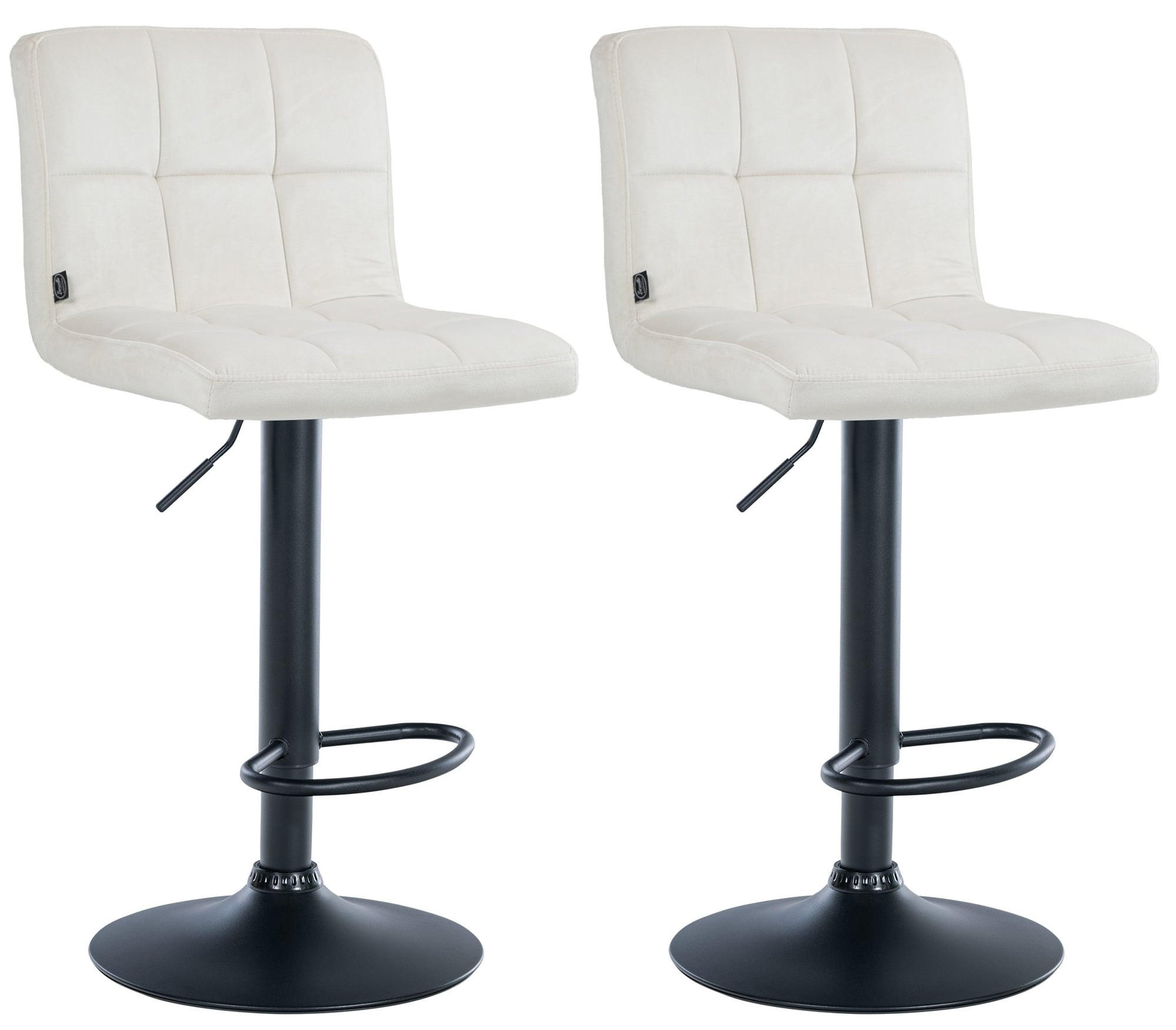 BARHOCKER 2er Set Samt creme - Creme/Schwarz, Textil/Metall (46/94/47cm) - CLP