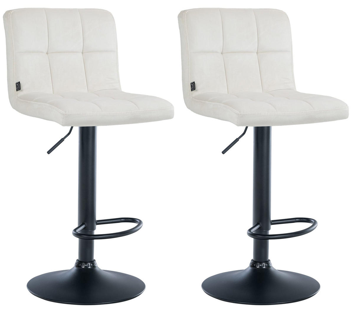 BARHOCKER 2er Set Samt creme - Creme/Schwarz, Textil/Metall (46/94/47cm) - CLP