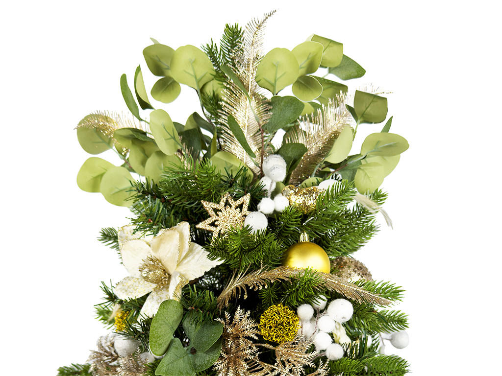 WEIHNACHTSBAUM künstlicher 60 cm mit LED-Beleuchtung, CHAMPAGNEGLANZ II, mit 50 Weihnachtsbaumschmuck, Pflanztopf mit Jutesack - Champagner/Goldfarben, Kunststoff/Stein (40/60cm) - LAALU