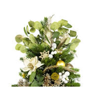 WEIHNACHTSBAUM künstlicher 60 cm mit LED-Beleuchtung, CHAMPAGNEGLANZ II, mit 50 Weihnachtsbaumschmuck, Pflanztopf mit Jutesack - Champagner/Goldfarben, Kunststoff/Stein (40/60cm) - LAALU