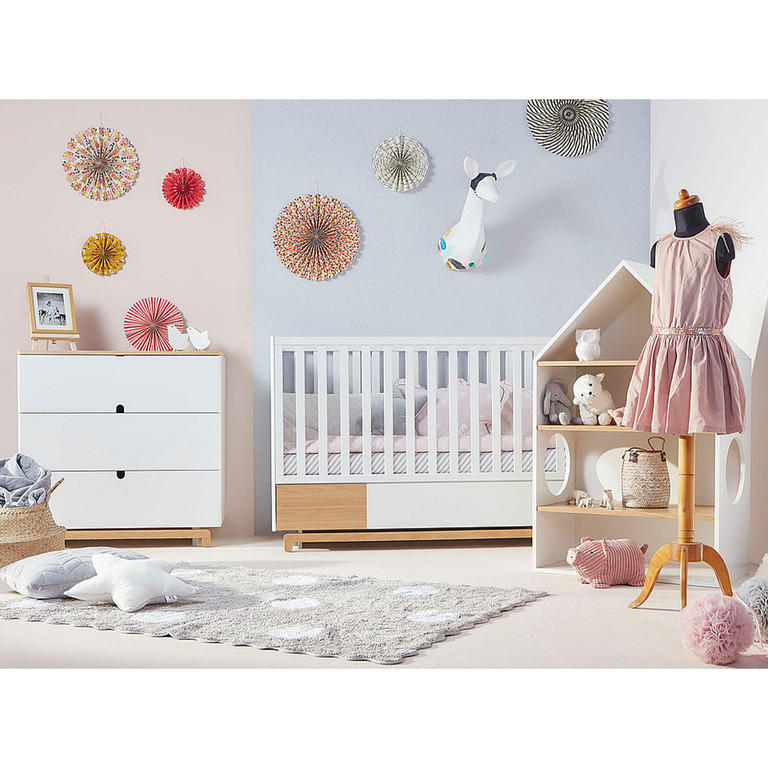 POKOJ PRO MIMINKO 3DÍLNÝ Bílá a dřevo - bílá, kompozitní dřevo (144/96/75cm) - Petits-meubles