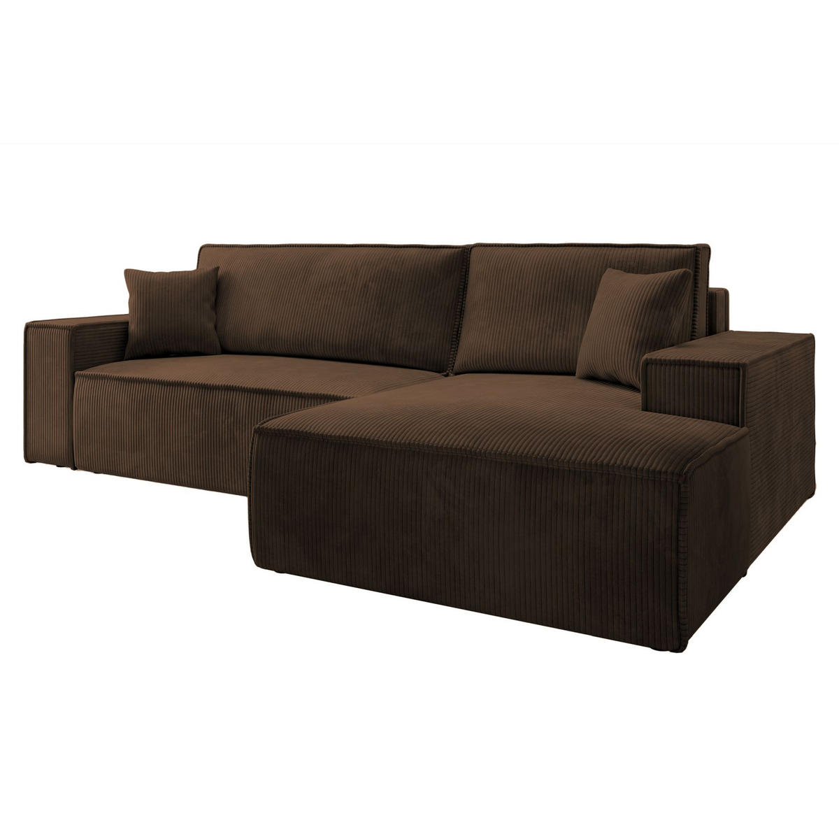 ECKSOFA Farese New Braun Cord - Schwarz/Braun, Kunststoff/Textil (167/267cm) - Selsey