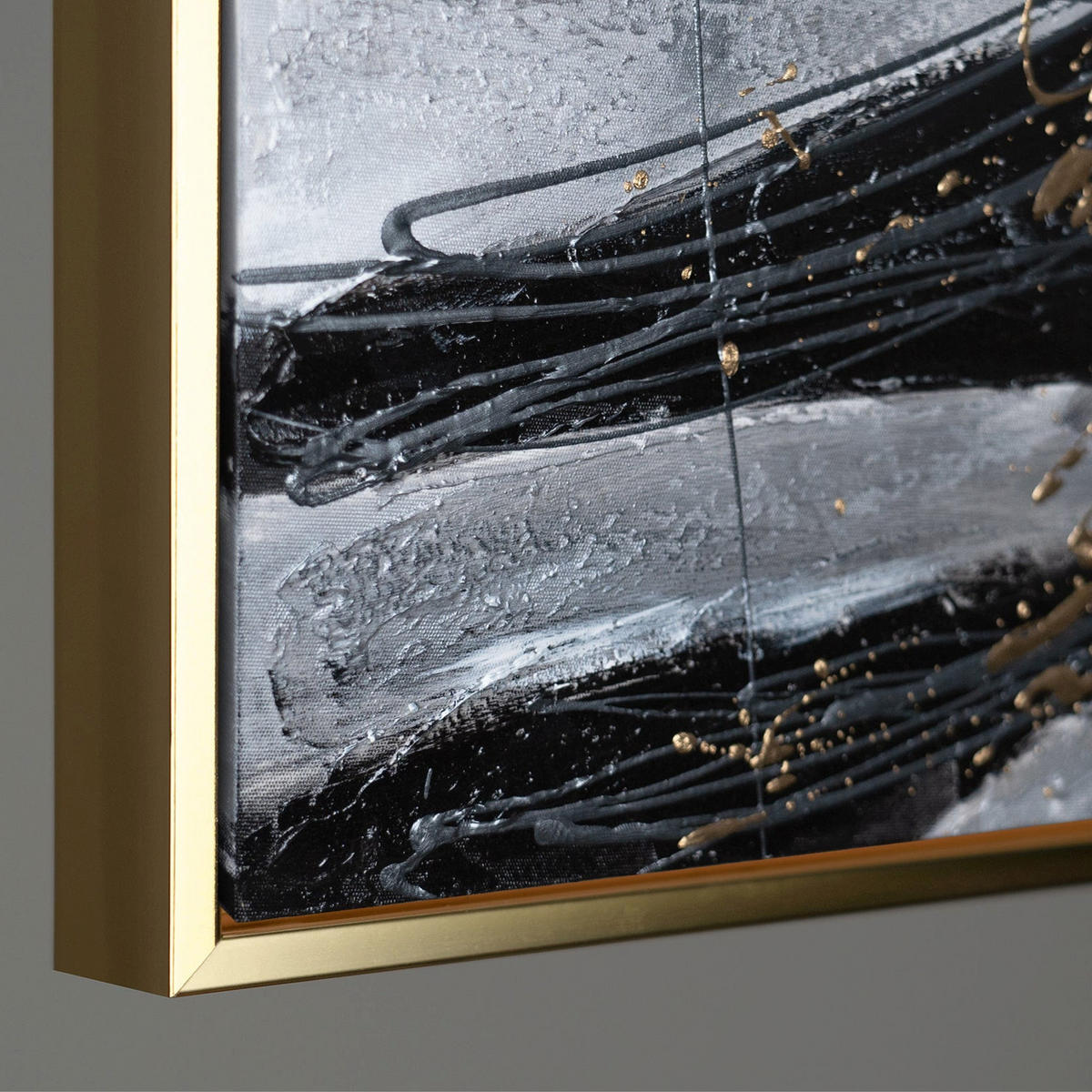 GEMÄLDE Goldener Strich II Schattenfugenrahmen Gold 120x80 cm - Goldfarben, Holz (120/80cm) - YS-art gallery