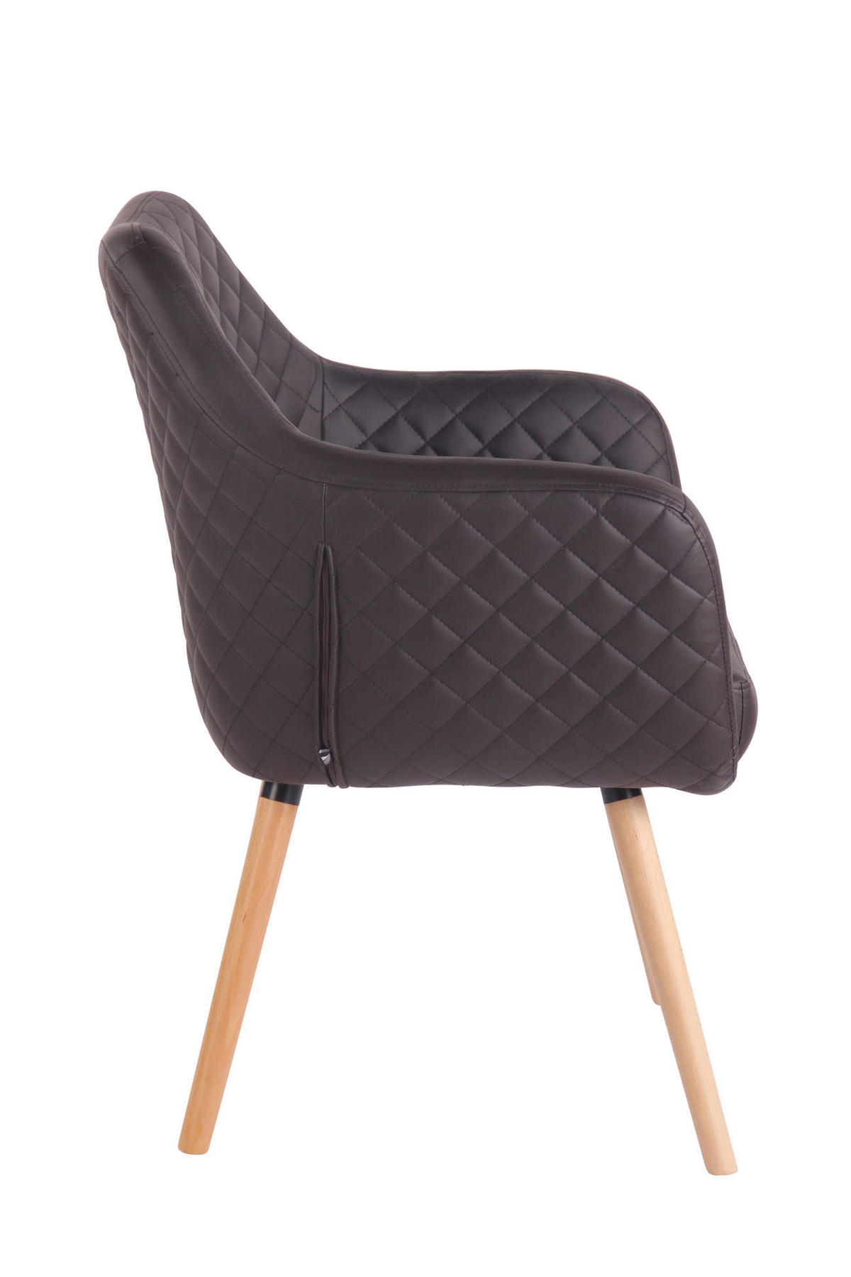ARMLEHNENSTUHL Lederlook Dunkelbraun - Eukalyptusholzfarben/Dunkelbraun, Holz/Textil (63/84/61cm) - CLP
