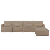 4-SITZER-SOFA Chaiselongue bezogen Bouclé und Kiefernholz Stein LEA - Braun, Textil (368/87/90cm) - RNT By Really Nice Things