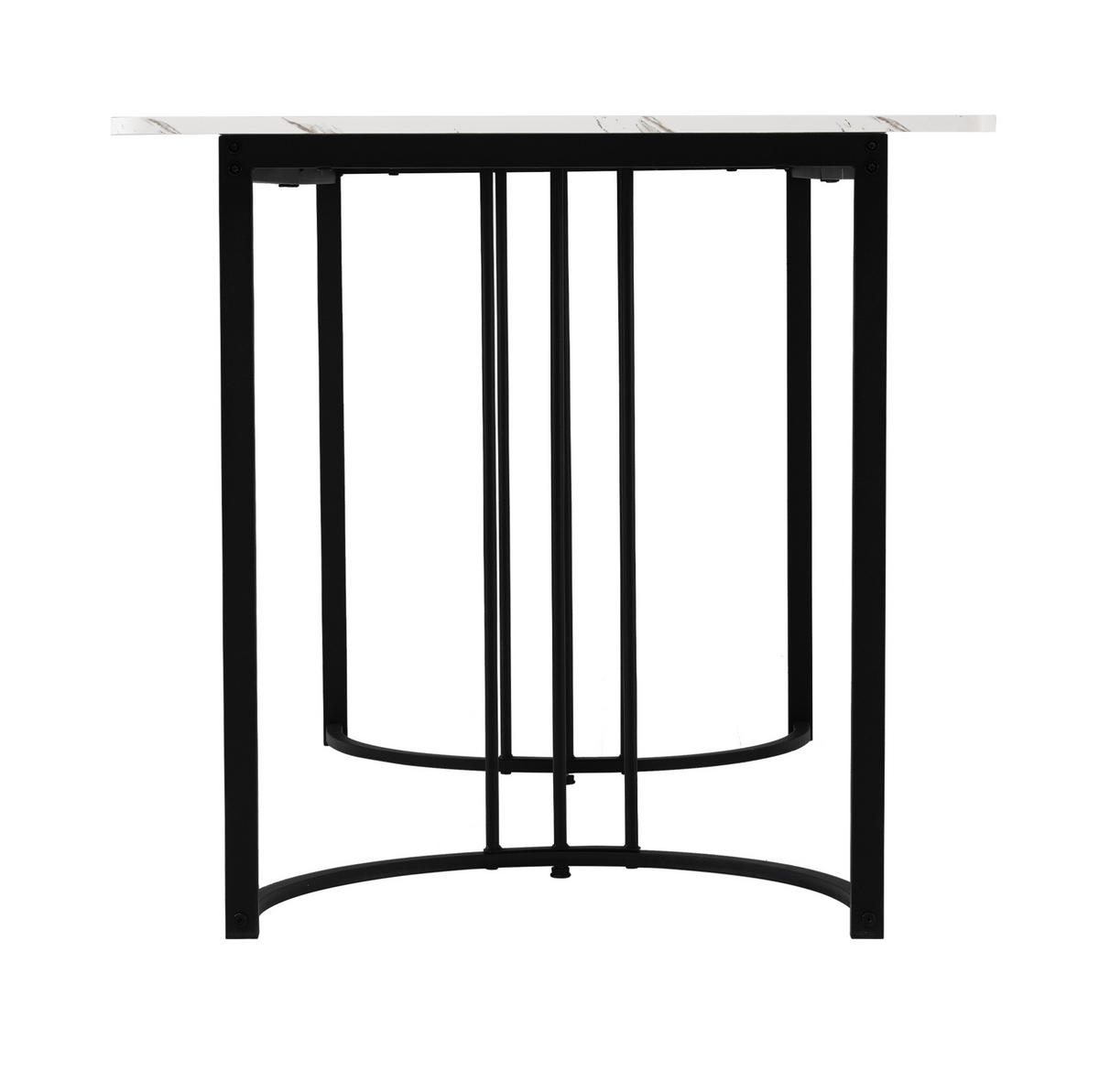 ESSTISCH 140x80x75 cm in Weiß und Schwarz aus MDF mit Marmormuster auf stabilem Metallgestell - Weiß, Holzwerkstoff (140/80/75cm) - Modfu