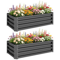 HOCHBEET DE-05350 2er-Set, Metall, offener Boden Dunkelgrau - Dunkelgrau, Metall (110/30/50cm) - ComfortXL