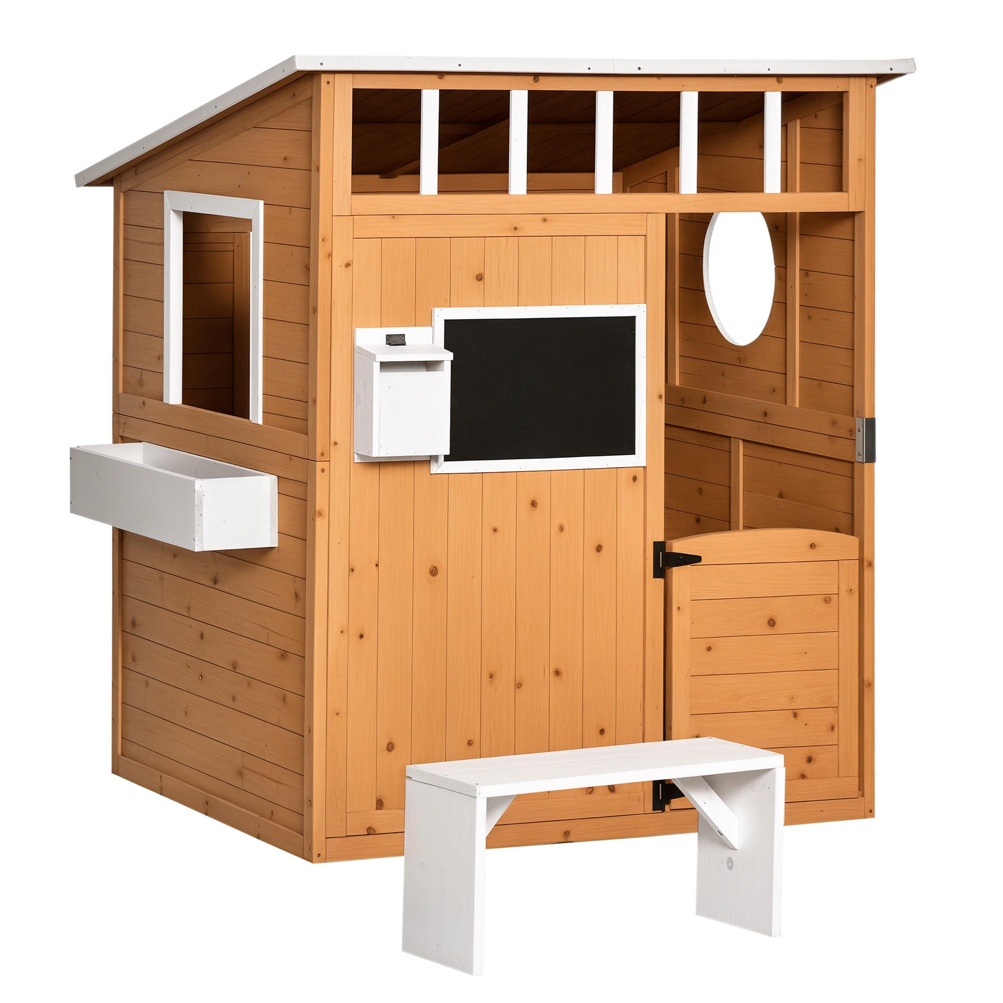 SPIELHAUS DE-10651 mit Briefkasten & Blumenkasten aus Naturholz Natur - Naturfarben, Holzwerkstoff (108/135.5/122cm) - ComfortXL