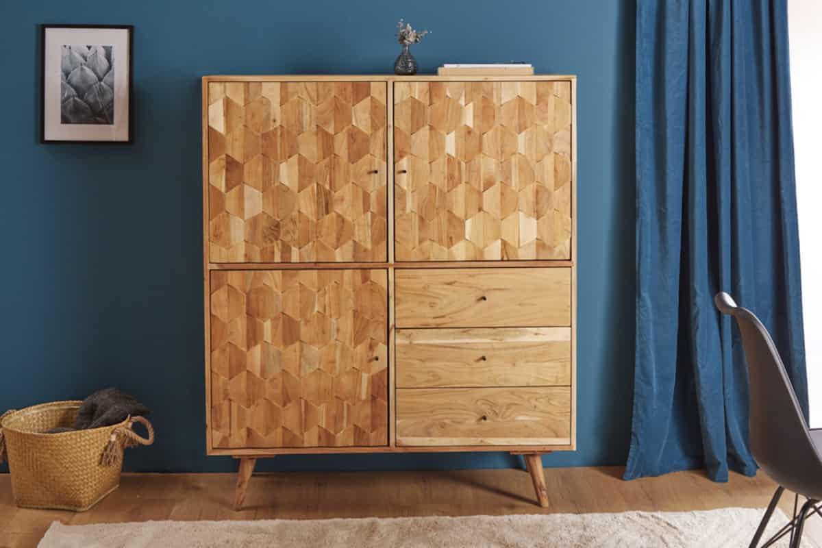 HIGHBOARD MYSTIC LIVING Natur Akazie 140cm - Braun, Holz (118/140/40cm) - riess-ambiente