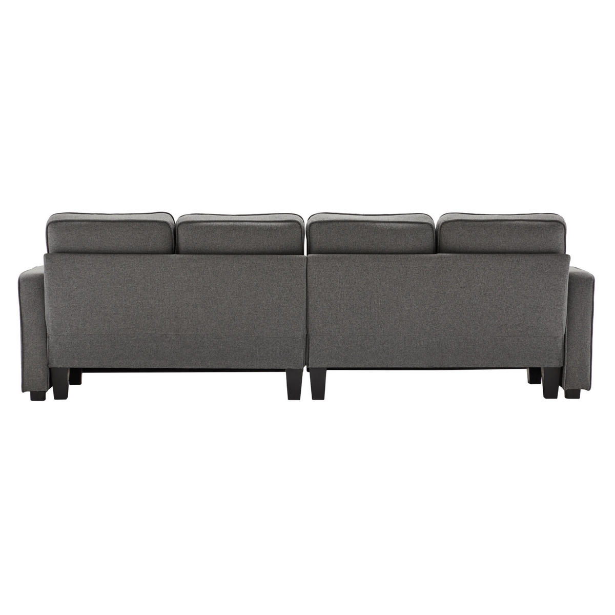 4-SITZER Sofa Leinenstoff mit Armlehnentaschen und 4 Kissen 264/83/87 cm Dunkelgrau - Dunkelgrau, Textil (87/264/83cm) - Redom