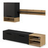 WOHNWAND Vento 180 cm breite 3-teilig Schwarz und Artisan Eiche - Schwarz/Eiche Artisan, Holzwerkstoff/Kunststoff (180/119/40cm) - Ravio