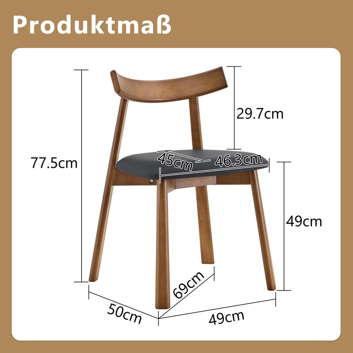 ESSZIMMERSTUHL 2er-Set gepolstert Holzgestell Rubberwood Schwarz - Schwarz, Holz (49/77.5/50cm) - Meubliv