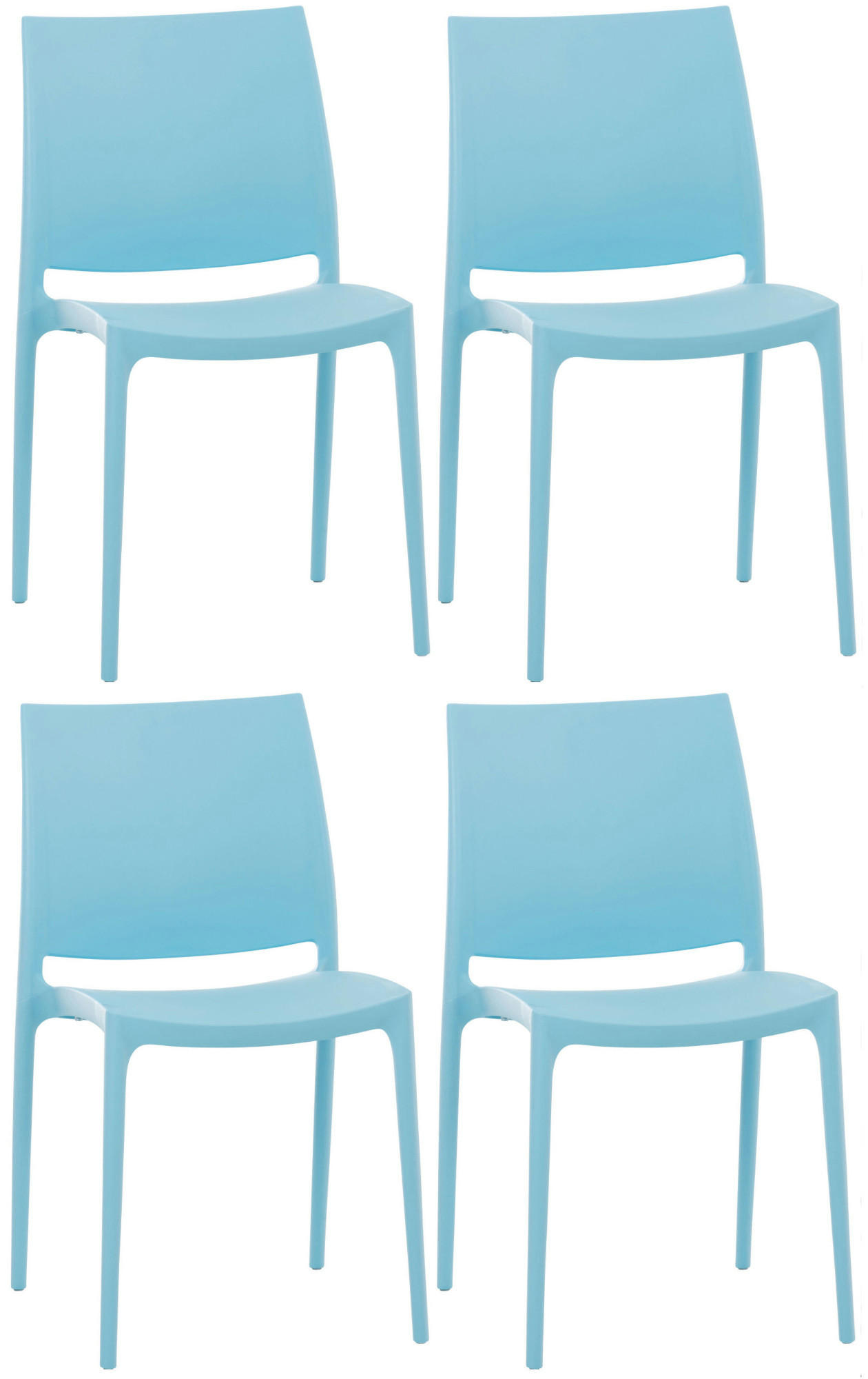 GARTENSTUHL 4er Set Kunststoff hellblau - Hellblau, Kunststoff (44/81/50cm) - CLP