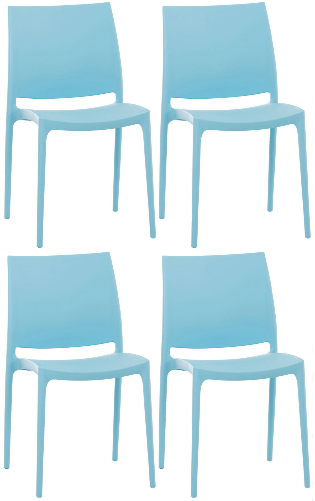 GARTENSTUHL 4er Set Kunststoff hellblau - Hellblau, Kunststoff (44/81/50cm) - CLP