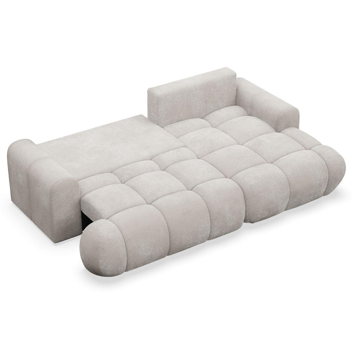 ECKSOFA Ombo Mini, Graubeige Bouclé, rechtsseitig - Taupe/Schwarz, Kunststoff/Textil (256/155cm) - Selsey