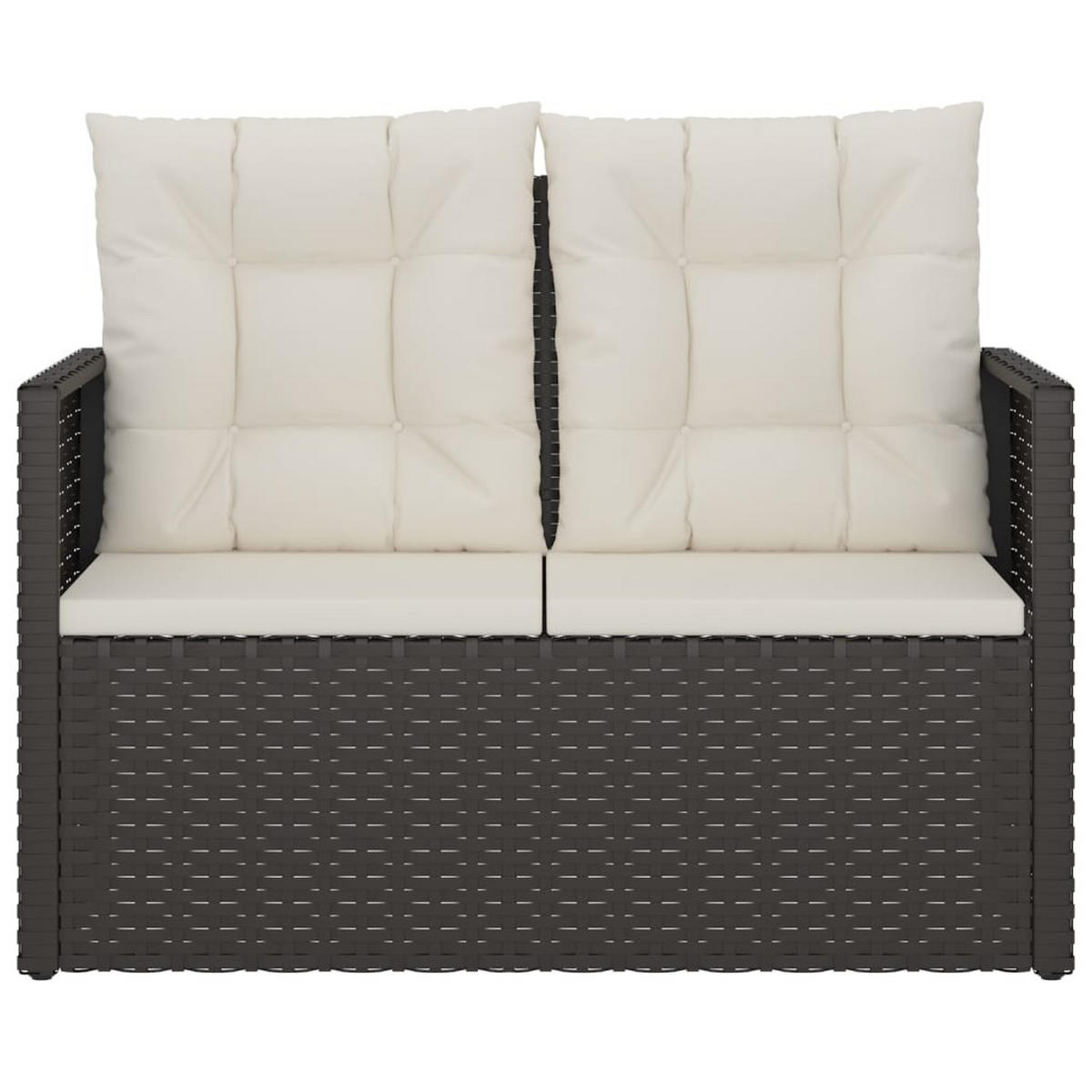 GARTENBANK mit Kissen Schwarz 105 cm Poly Rattan - Schwarz, Kunststoff (105/75/56cm) - furnicato