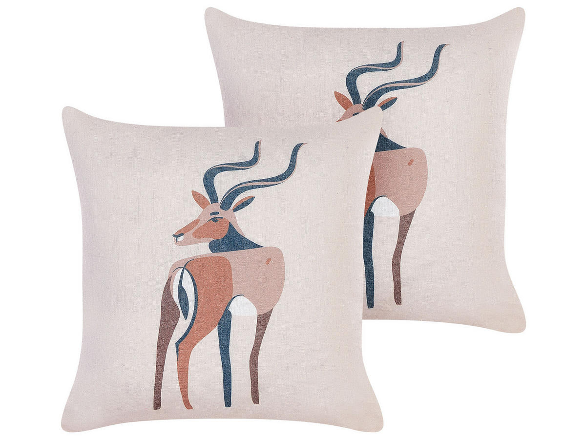 DEKOKISSEN 2er-Set Beige 45/45 cm Abal - Beige, Textil (45/45cm) - Beliani