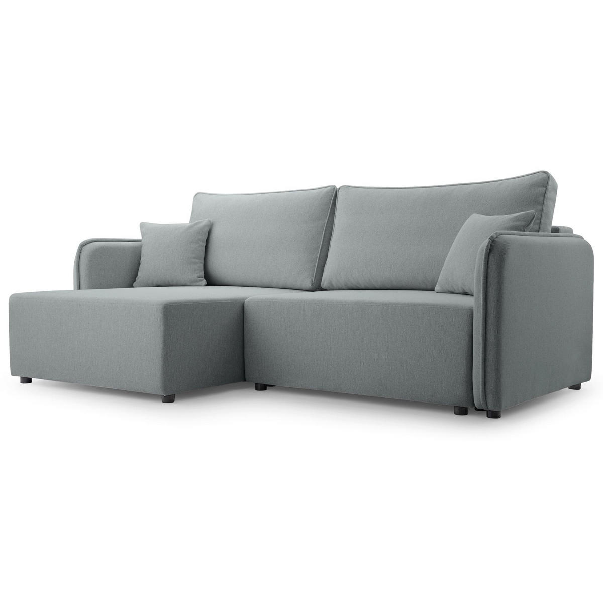 ECKSOFA Kassian, Hellgrau Strukturstoff, linksseitig - Hellgrau/Schwarz, Kunststoff/Textil (227/147cm) - Selsey