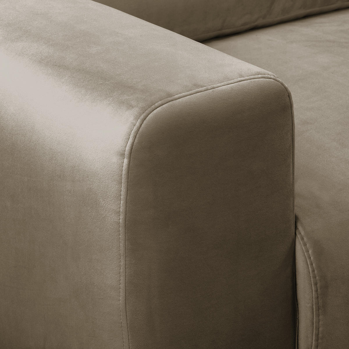 ECKSOFA - Samt - Cappuccino, Textil (286/152cm) - home24