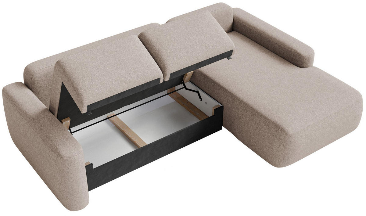 ECKSOFA Carnos Mini Beige Chenille - Beige/Schwarz, Kunststoff/Textil (164/238cm) - Selsey
