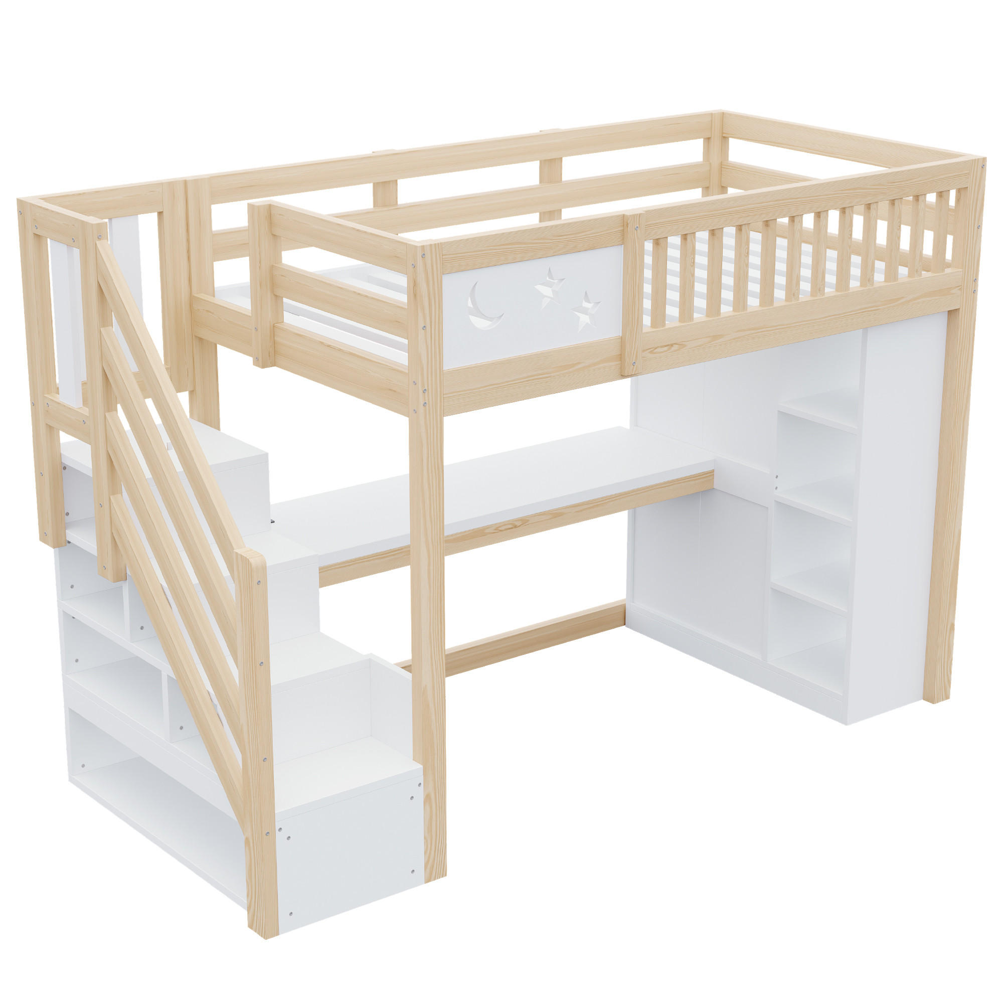 ComfortXL Hochbett Natur 90x200 cm