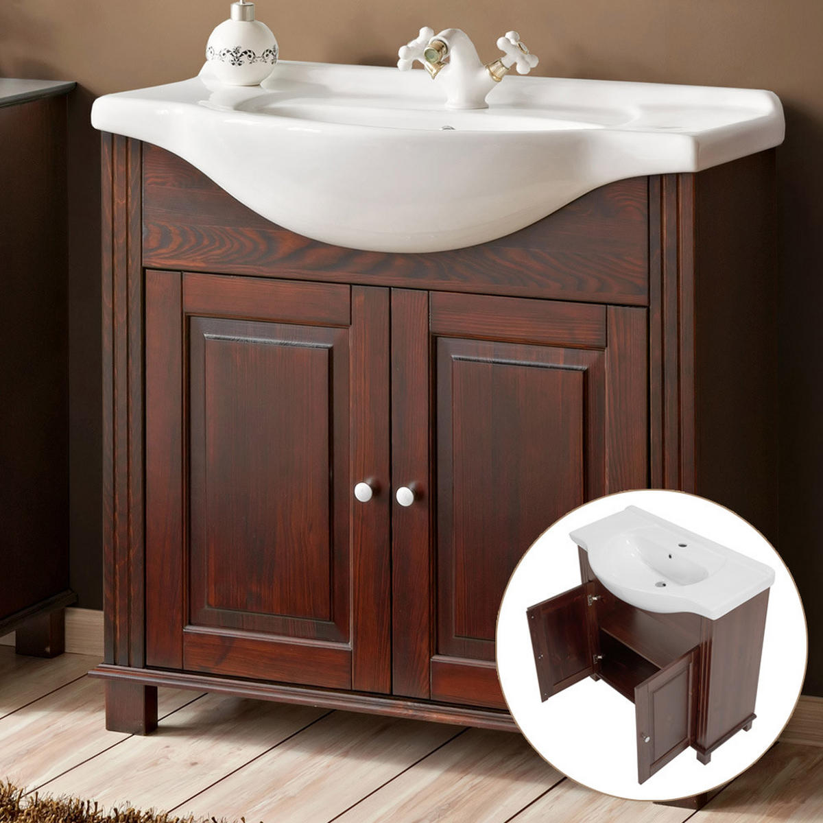 WASCHTISCH Aveiro-56 - Braun, Holz (85/83/49cm) - Lomado