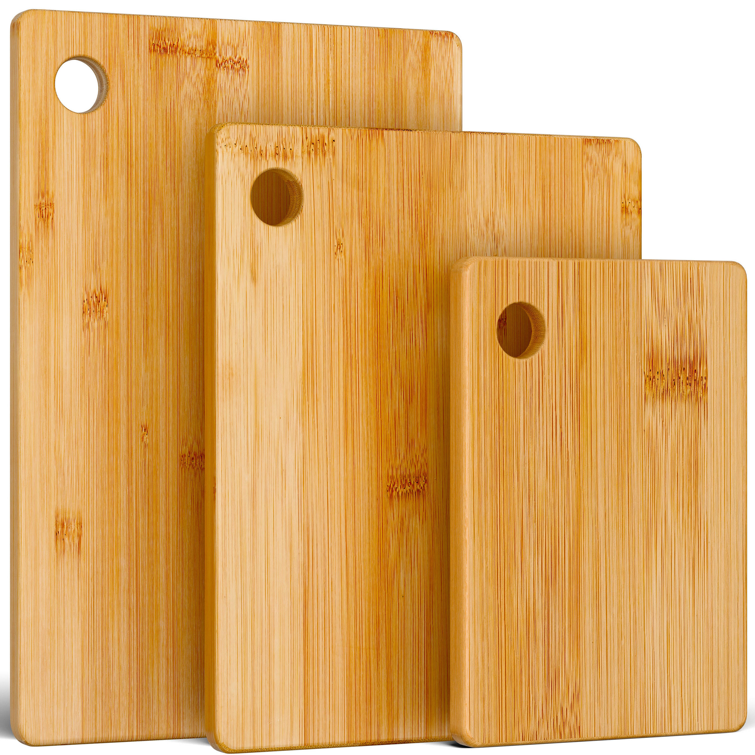 SCHNEIDEBRETT aus 100% Bambus 3er Set (XS, S, M) - Eichefarben, Holz (15/22cm) - Blumtal